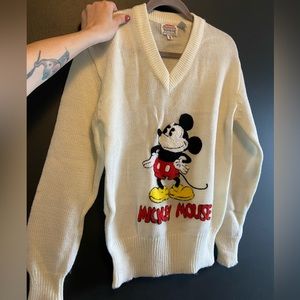 Vintage DISNEY MICKEY Retro pullover Sweater Acrylic 80’s 90’s Y2K Classic SMALL